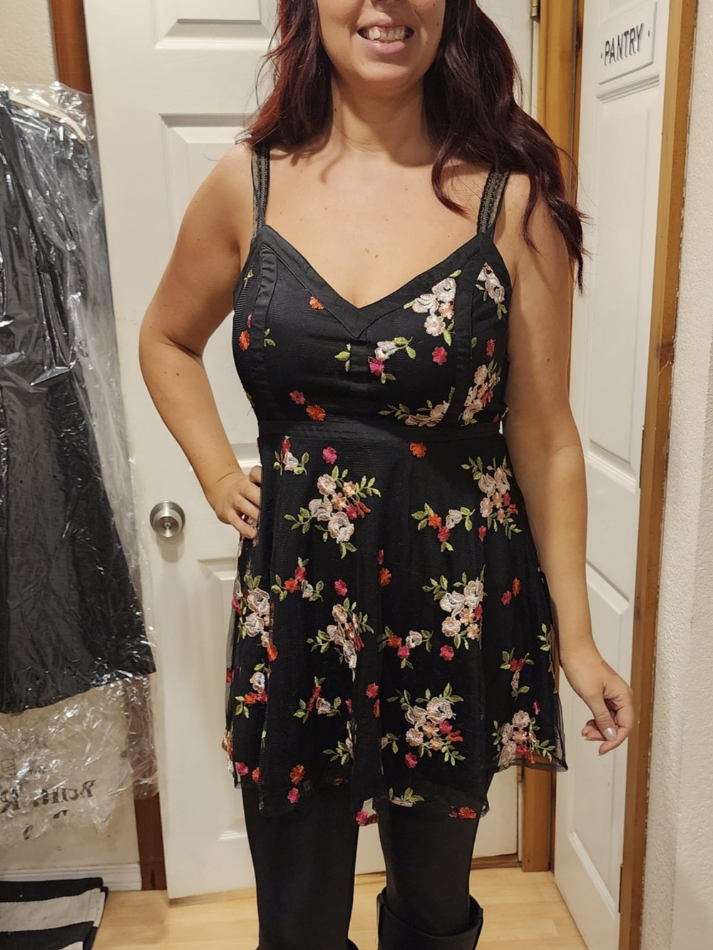 LuLus Favorite Fleur Black Floral Skater Dress